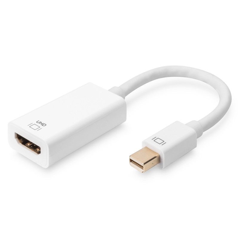 DIGITUS DisplayPort Adapter/Konverter,mini DP-HDMI Typ A St/Bu, 0,2m, gold/weiß
